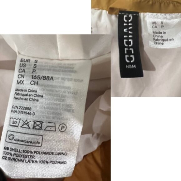 H&M DIVIDED Color Blocked Yellow Black Cream Boxy Windbreaker Size S - Picture 10 of 11